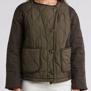 Industry Colorblock Quilted Barn Dark Olive Jacket....Size XS